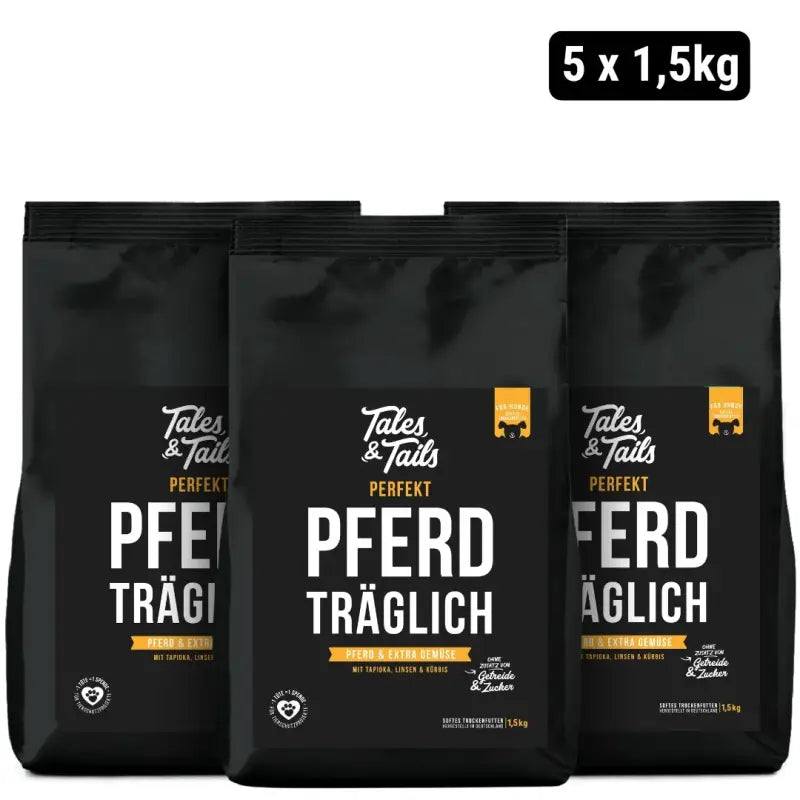 "Perfekt PferdTräglich" - softes Trockenfutter mit 58% Pferd - 5 x 1,5kg