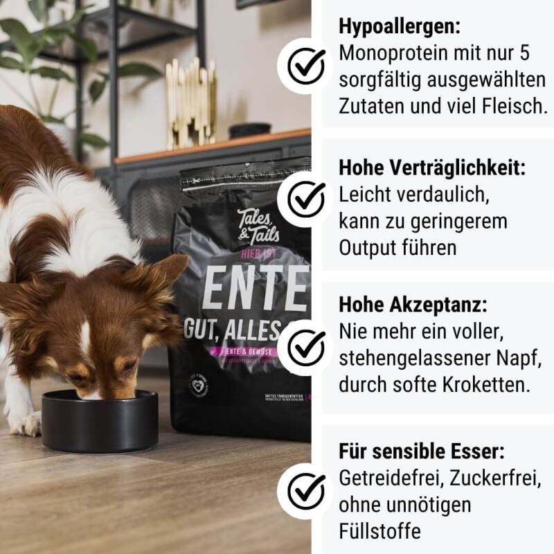 "Ente gut, alles gut" - softes Trockenfutter mit 70% Ente - 3 x 4kg