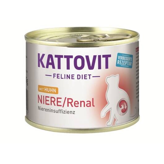 12 x Kattovit Dose Feline Diet Niere/Renal Huhn 185g