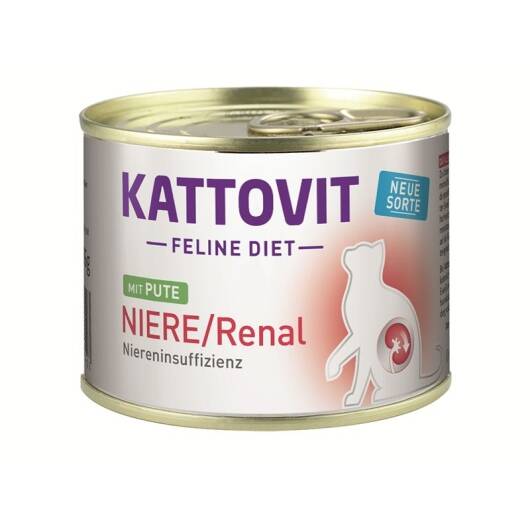 12 x Kattovit Dose Feline Diet Niere/Renal Pute 185g
