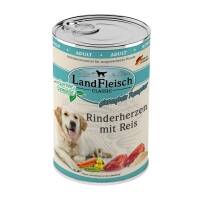 6 x Landfleisch Dog Classic Rinderherzen mit Reis & Gartengemüse — 800g