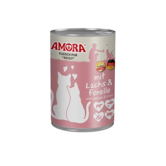 6 x Amora Cat Dose Fleisch Pur mit Lachs & Forelle 400g