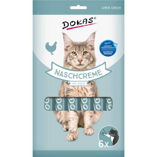 12 x Dokas Cat Snack Nasch-Creme mit Leber 90g