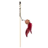 Duvoplus Cat Toy Spielangel Catchy knitted Ball mit Federn - braun
