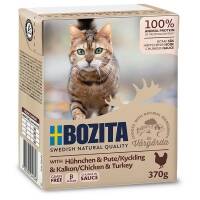 6 x Bozita Cat Tetra Recard Häppchen in Soße Huhn & Pute 370g