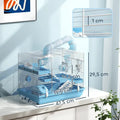 PawHut Tragbarer Hamsterkäfig mit Hütte, Laufrad, Napf, Wasserflasche, 47,5 x 31,5 x 29,5 cm, Hellblau