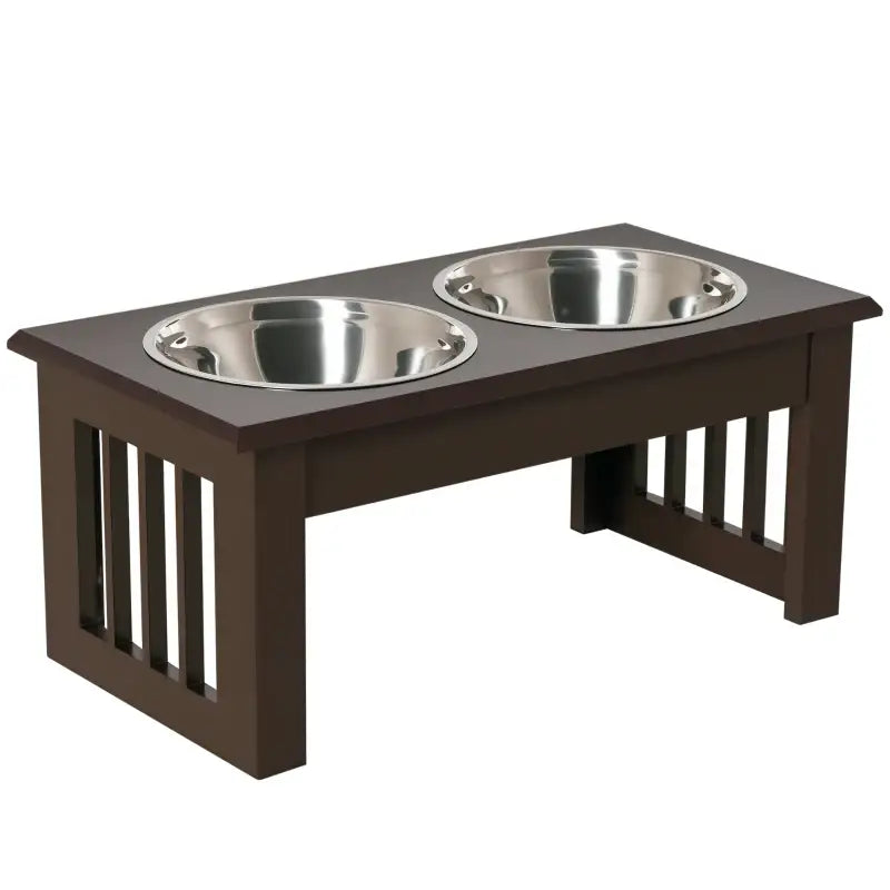 PawHut Hunde-Futterstation, rutschfest, 44x24x15cm — Braun