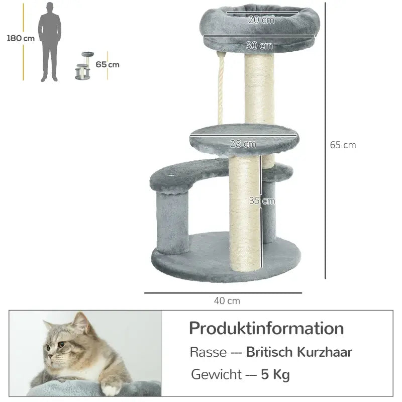 PawHut Kratzbaum 65 cm Kleiner Katzenbaum