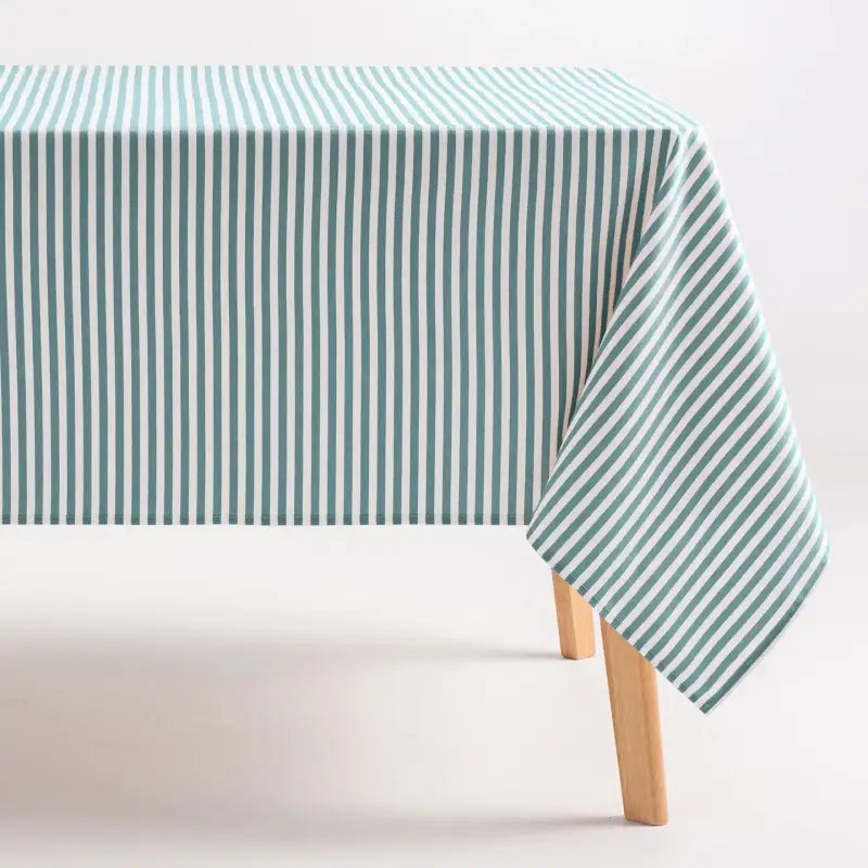 Fleckabweisende Baumwoll-Tischdecke mit Streifenmuster ARENZA — 160x300cm