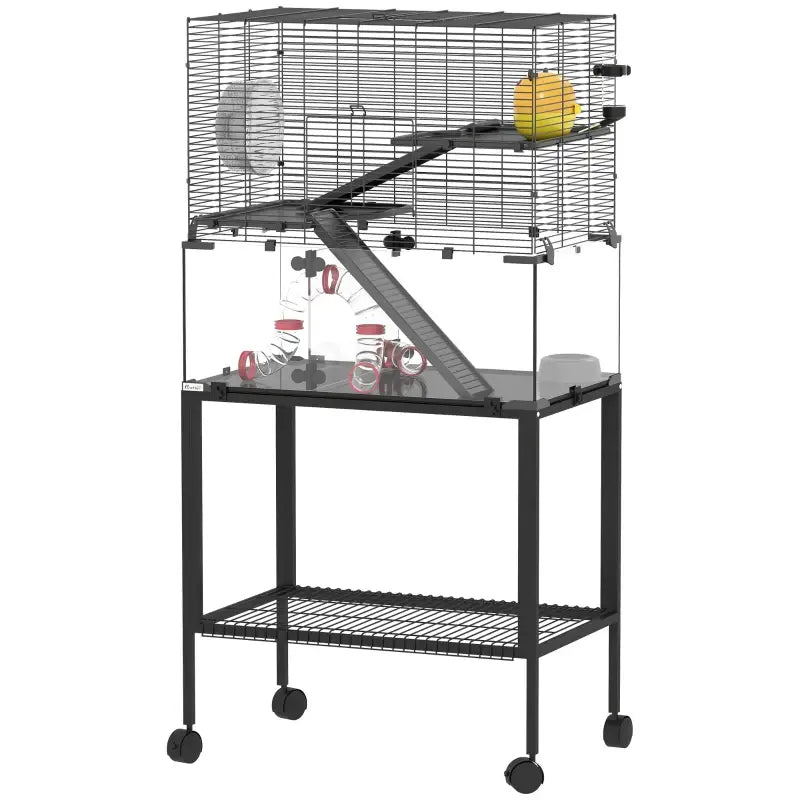 PawHut Hamsterkäfig, Kleintiergehege mit 3 Ebenen