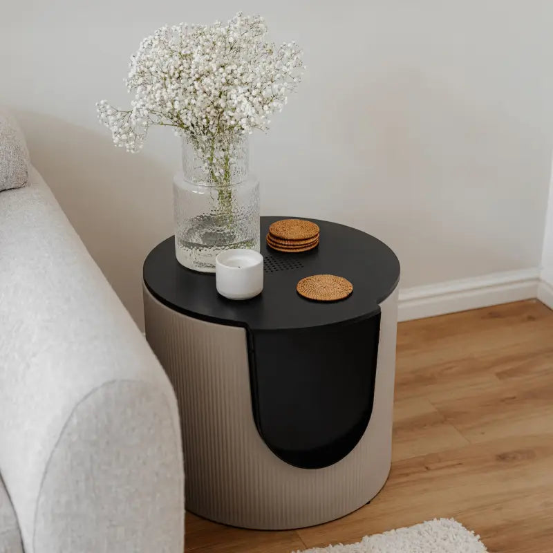 FUSE Design Katzentoilette — Kunstleder / Cognac