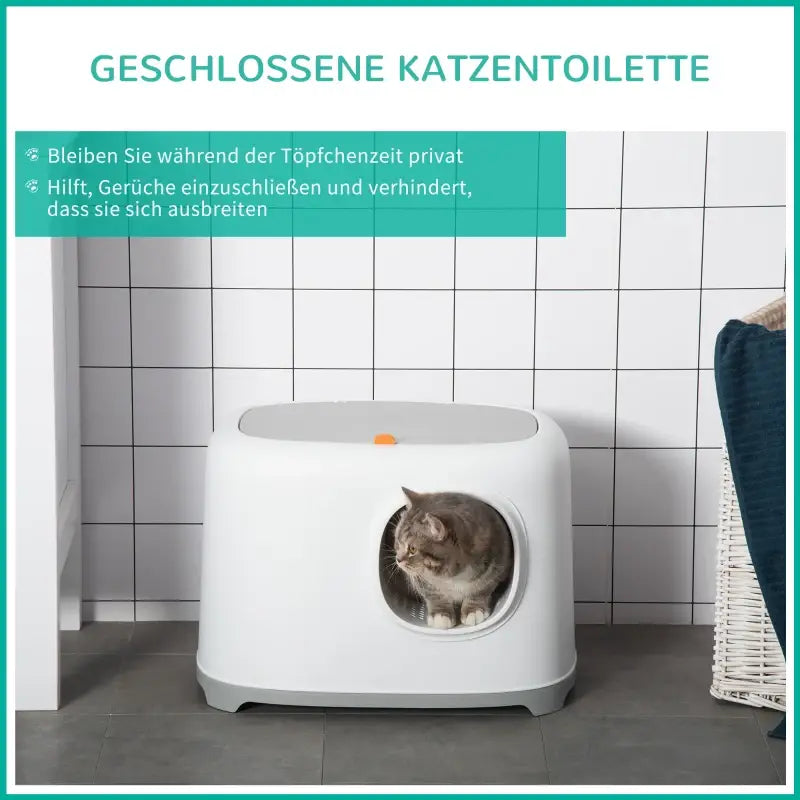 PawHut Katzenklo mit Deckel Katzentoilette