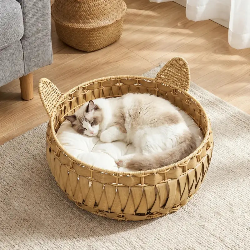 PawHut Katzenbett Rattan Katzenhöhle