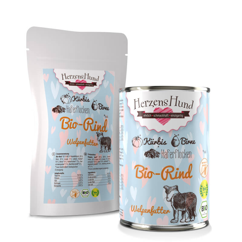 Bio-Rind mit Bio-Kürbis - Welpe — 12x400g