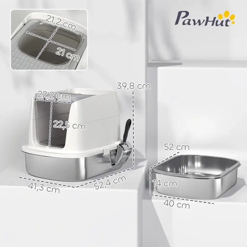 PawHut Katzentoilette Edelstahl