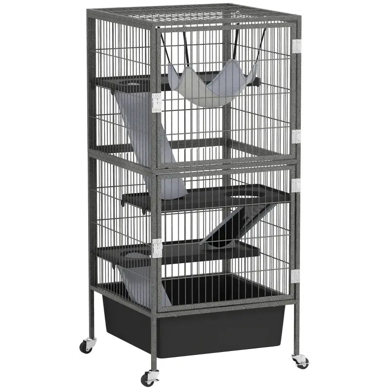 PawHut Kleintierkäfig 4-stöckiger Nagerkäfig