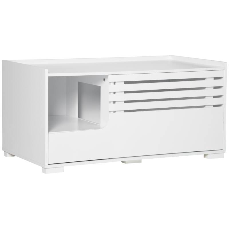 PawHut Katzenschrank mit 2 Regalen 2-in-1 Design Magnettür Weiß