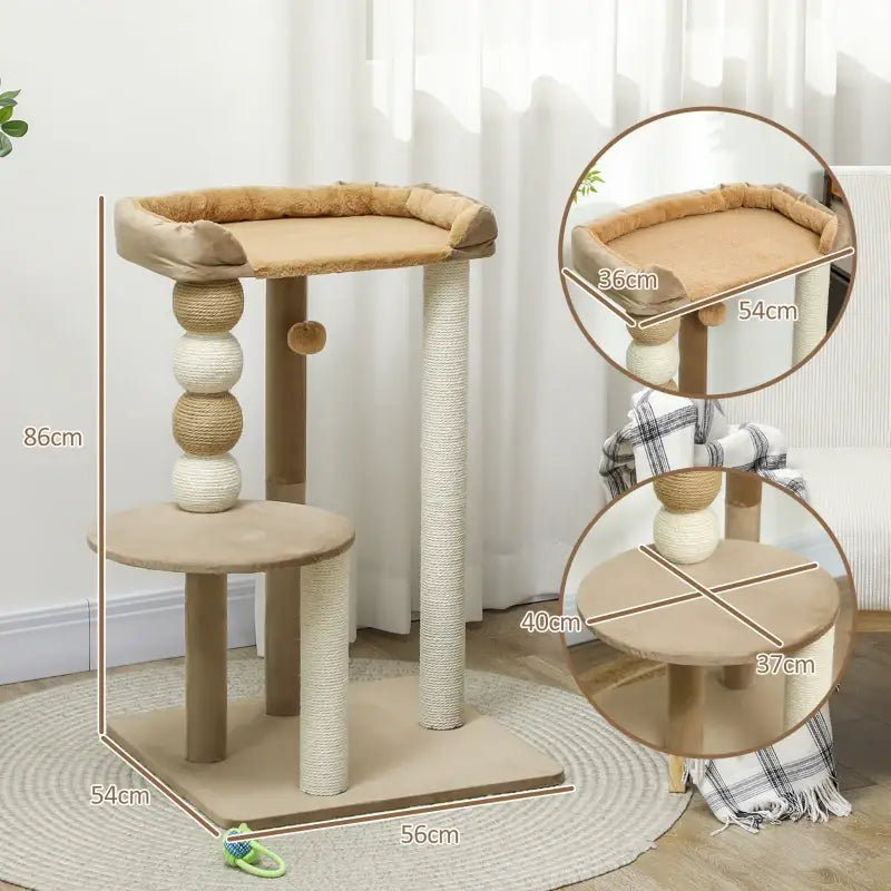 PawHut Kratzbaum mit 2 Etagen, Spielball