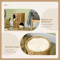 PawHut Kratztonne, 47 cm, 2 Höhlen, Kissen — 40x40x50cm