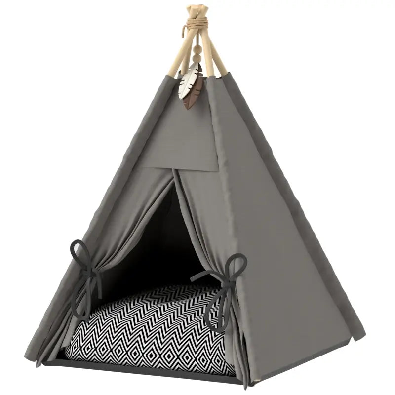 PawHut Tierbett, drolliges Tipi-Design — Gelb