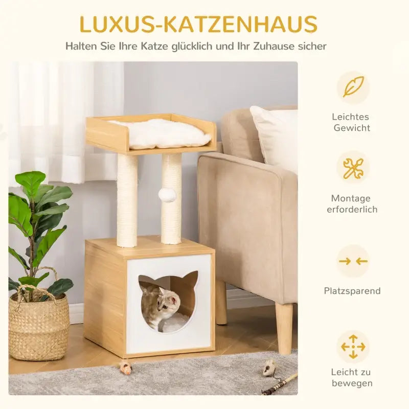 PawHut Katzenhöhle Katzenbett mit waschbarem Kissen