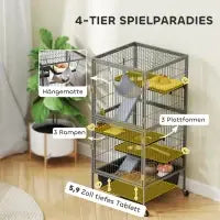 PawHut Kleintierkäfig 4-stöckiger Nagerkäfig