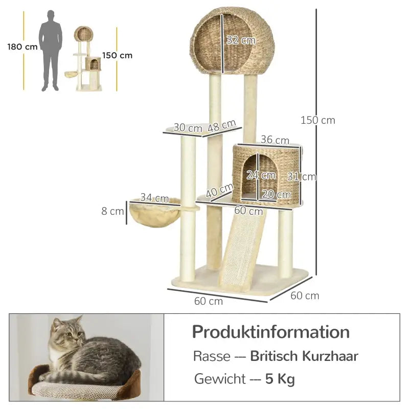 PawHut Kratzbaum, mit Katzenhaus, mehrere Plattformen