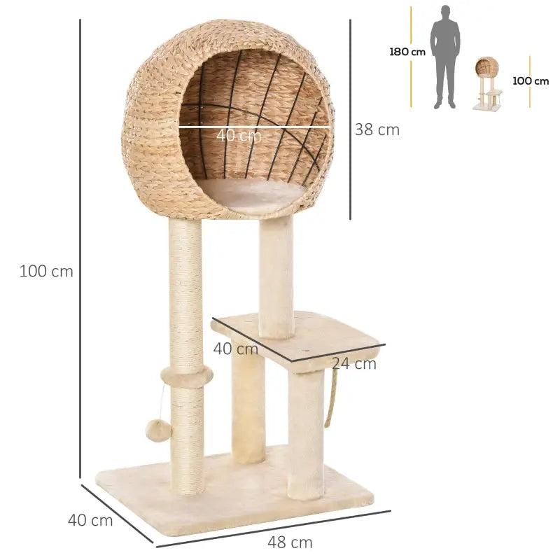 PawHut Kratzbaum 100 cm Katzenturm mit Höhle