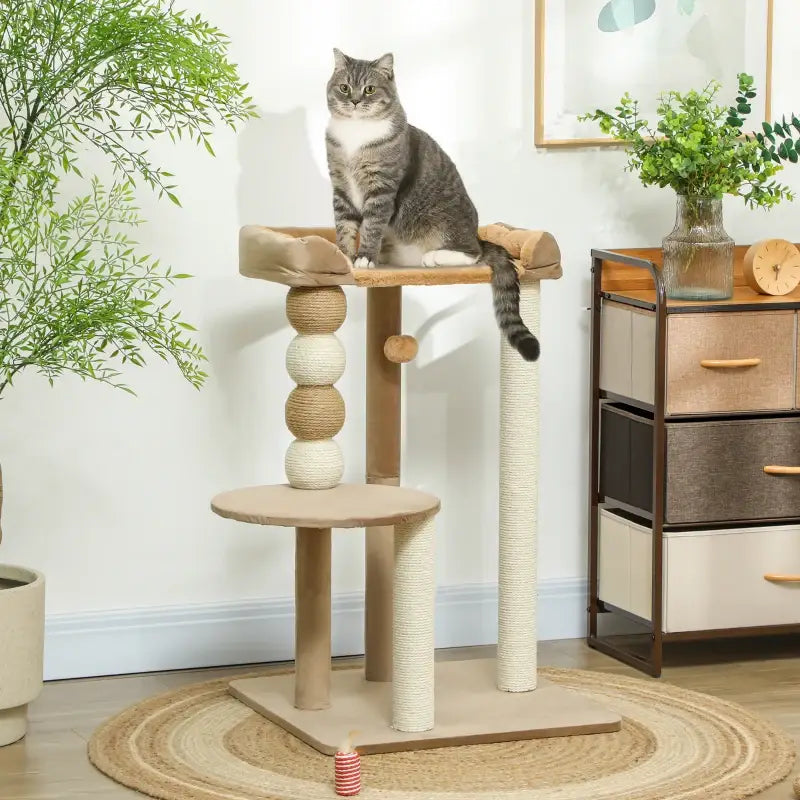 PawHut Kratzbaum mit 2 Etagen, Spielball