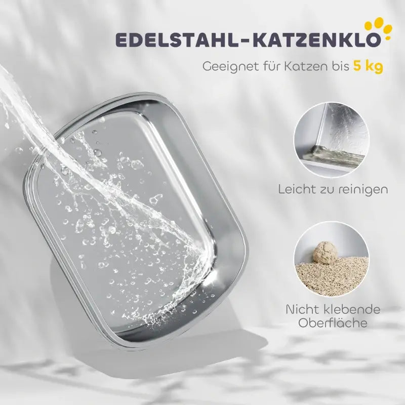 PawHut Katzentoilette Edelstahl