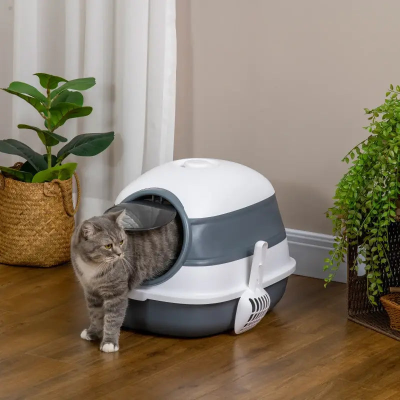 PawHut Katzentoilette, mit Deckel und Streuschaufe — Orange