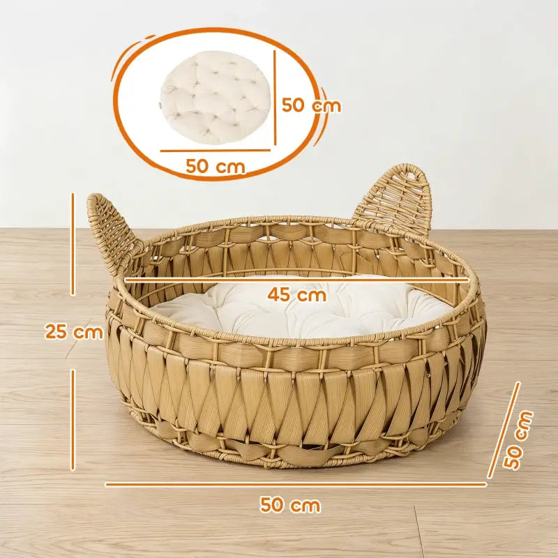 PawHut Katzenbett Rattan Katzenhöhle