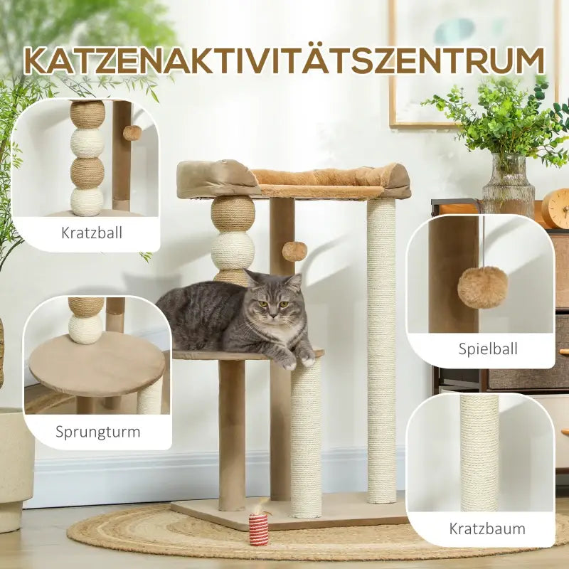PawHut Kratzbaum mit 2 Etagen, Spielball