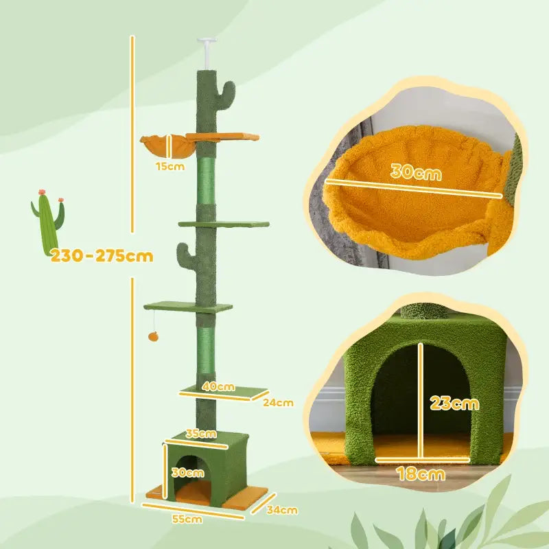 PawHut Höhenverstellbarer Kratzbaum 230-275 cm — Groß
