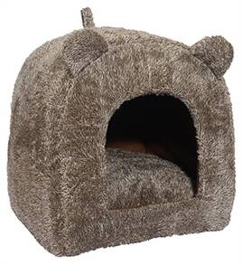 PALISANDER-KATZENKORB IGLU TEDDYBRAUN 38X38X40 CM