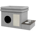 PawHut Katzenhaus, Futterplatz mit 2 Edelstahlnäpfen