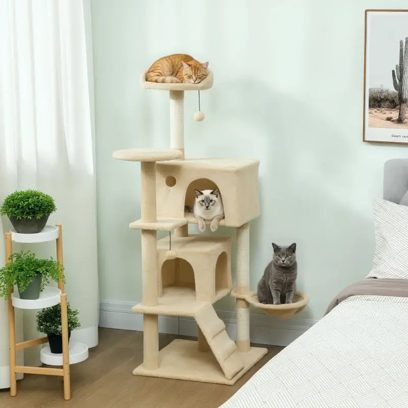 PawHut 140 cm Katzenkratzbaum — Beige