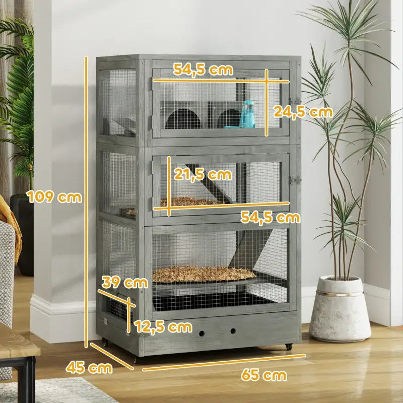 PawHut 4-stufiger Hamsterkäfig aus Holz