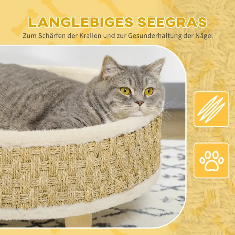PawHut Haustierbett für Katzen und Hunde, Seegras