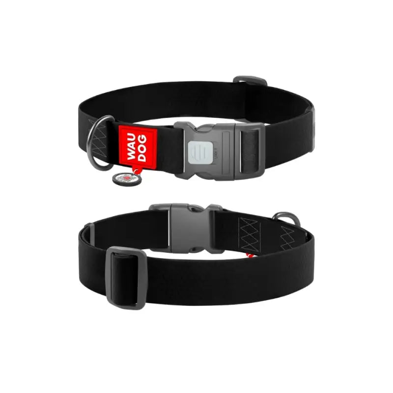 Waudog Wasserdichtes Hundehalsband mit QR-Code-Pass — Schwarz / Groß 25mm