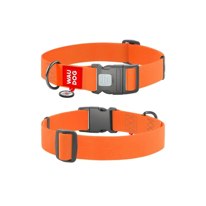 Waudog Wasserdichtes Hundehalsband mit QR-Code-Pass — Orange / Klein 15mm