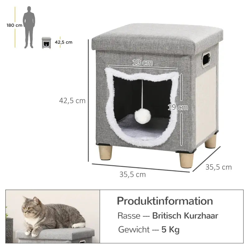PawHut Katzenhöhle, Katzenhaus, inkl. Spielball
