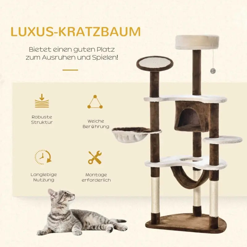PawHut Kratzbaum mit Katzenhöhle Hängematte XXL